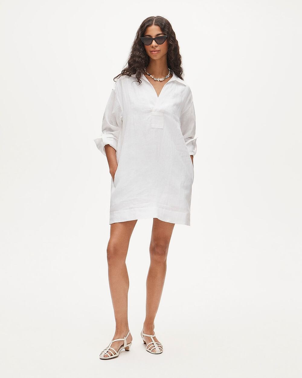 J.Crew V-neck popover dress in linen White S